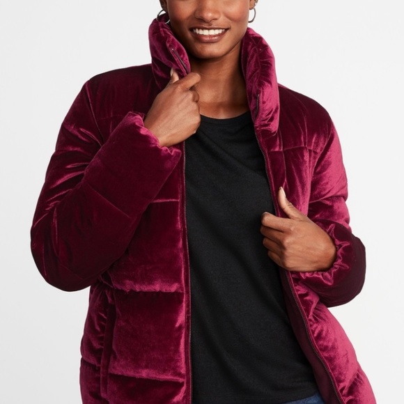 Red velvet puffer coat Clearance